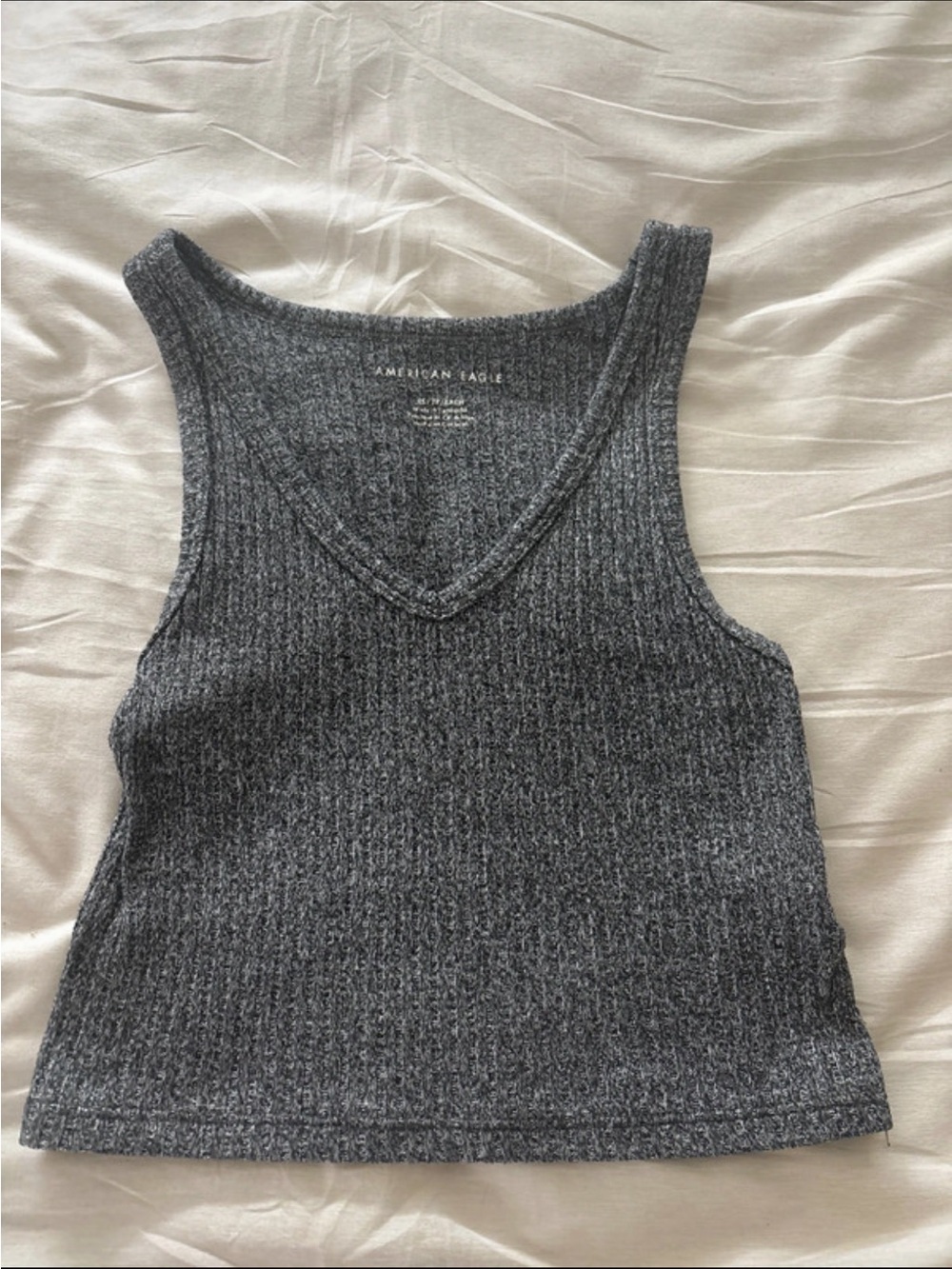 American Eagle Outfitters Charcoal Ribbed V-Neck Tank